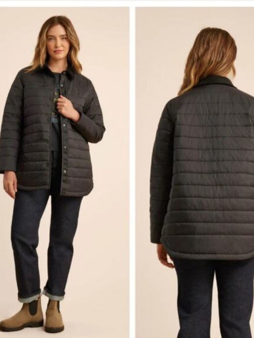 roark - women’s chopper II jacket primaloft insulated quilted button-front black